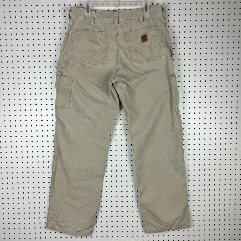 Carhartt Carpenter Pants 34x32 Khaki Tan‎ Distressed Faded Work Wear Skater y2k